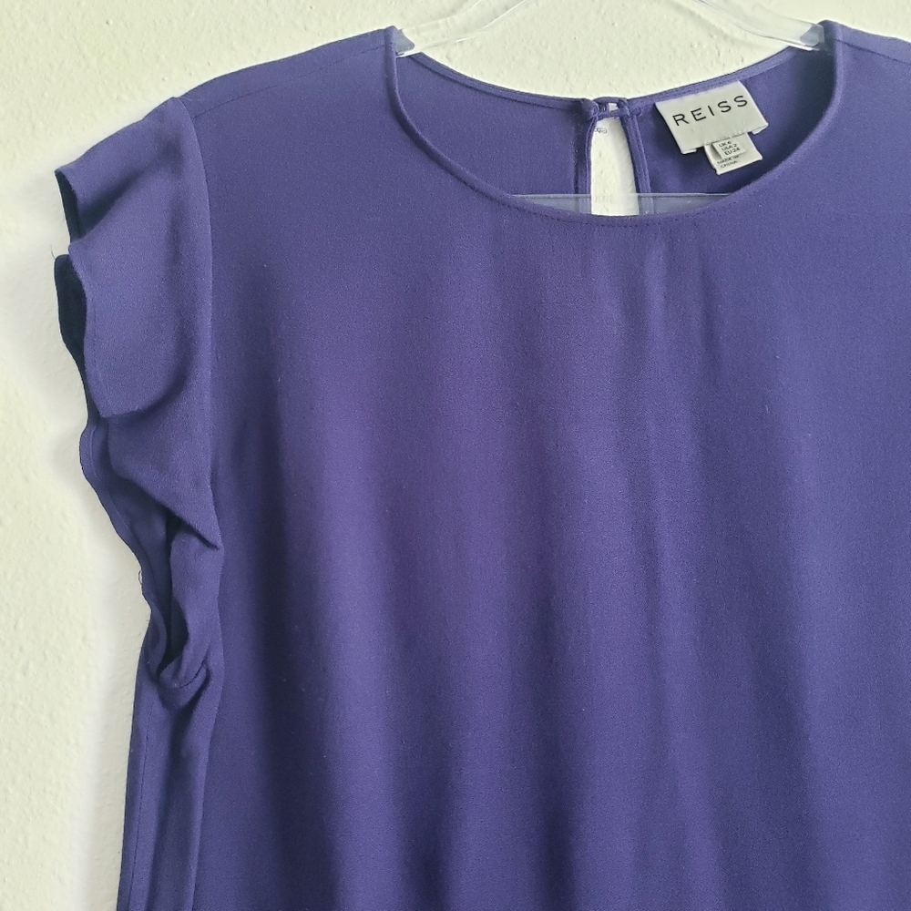 Reiss Short Ruffle Cap Sleeve Blouse - Picture 2 of 7